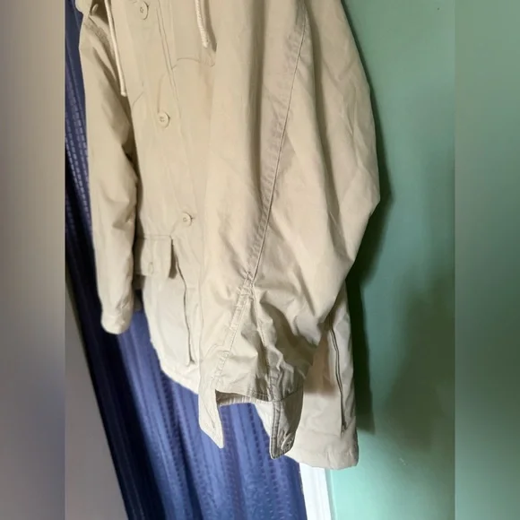 London Fog Men's Ivory Hooded Lined Warm Jacket 40 Reg (S-M) Windbreaker Pockets